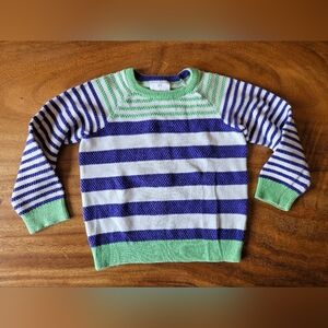 Hanna Andersson Size 5 Sweater Green and Purple Striped Sweater 110cm